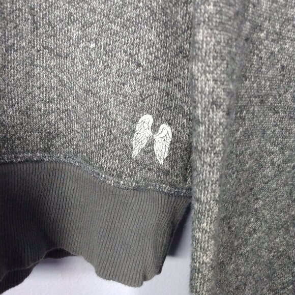 Victoria's Secret Back Lace Up Med Gray Long Sleeve Sweatshirt Crop Boxy *FLAW* - Picture 4 of 11